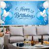 Roetyce Blue Birthday Banner, Light Blue Happy Birthday Backdrop for Girls Boys(5.9 x 2.9 Ft), Women Men Bday Party Photo Background
