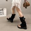 Maillard Toe Boots New Thick-soled Heightening Western Cowboy Stacking Boots Pinch Feet Cool Boots Short Boots Tide