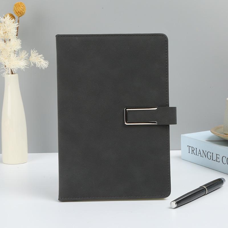 Buckle Suede Notebook, A5/A6, Business & Office Use, Portable Loose-Leaf Diary A5 чёрный