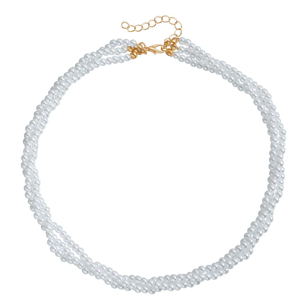 Accessories French Painted Glass Beaded Necklace Braided Neck Chain Light Luxury Textured Clavicle Chain