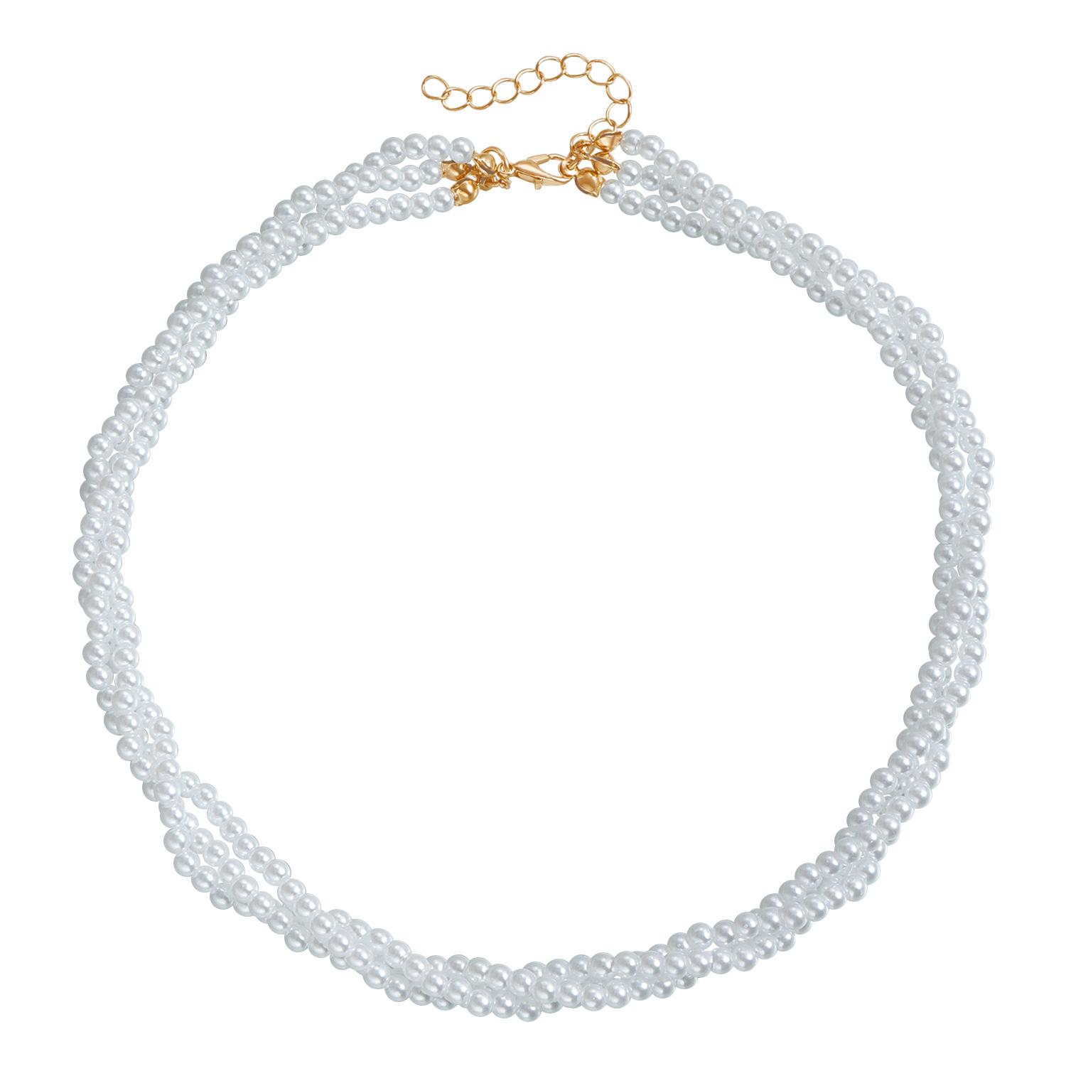 

French painted glass beaded necklace braided neck chain ins light luxury texture collarbone chain