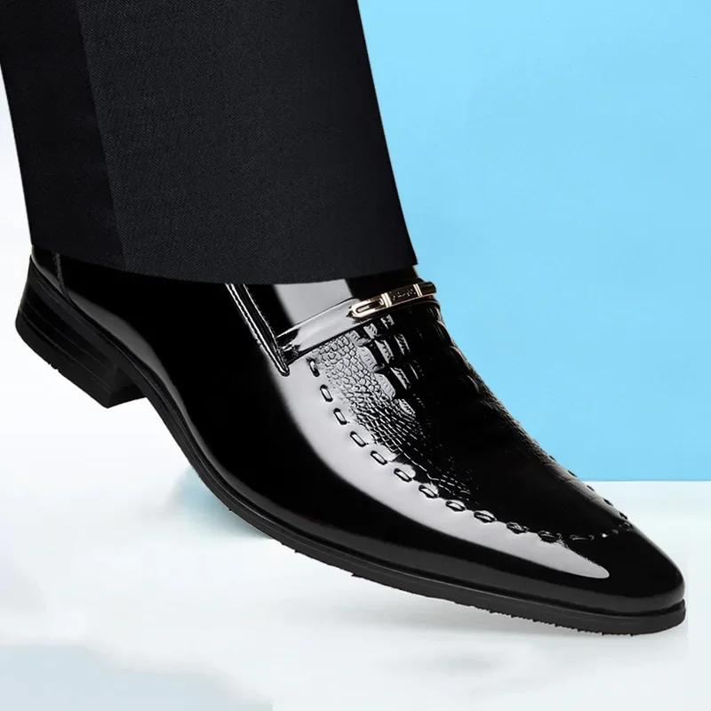 Men Classic Leather Shoes Business Pointed Toe Platform Loafers Work Men Dress Shoes New In Big Size