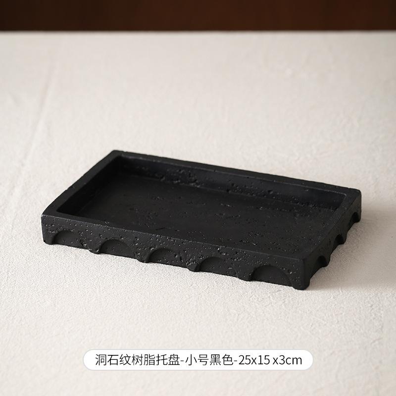 Travertine texture medieval tray B & B model room desktop ornament home bathroom living room entrance storage decorative plate