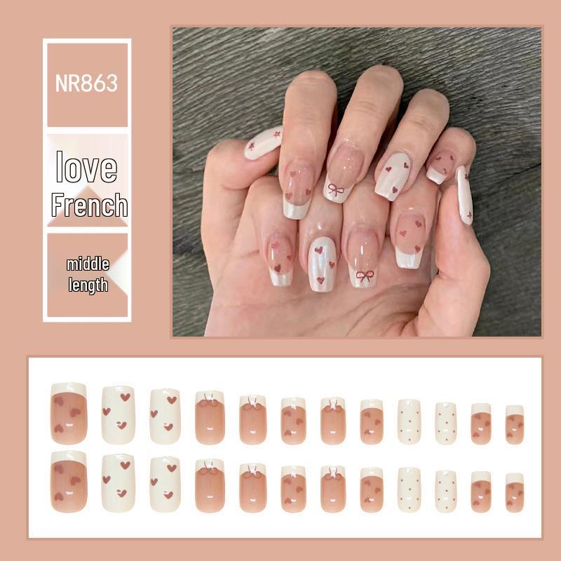 

Набор из 24 носимых мультяшных ногтей: Короткие, Средние, Длинные - Однотонные цвета для студенток и вечеринок