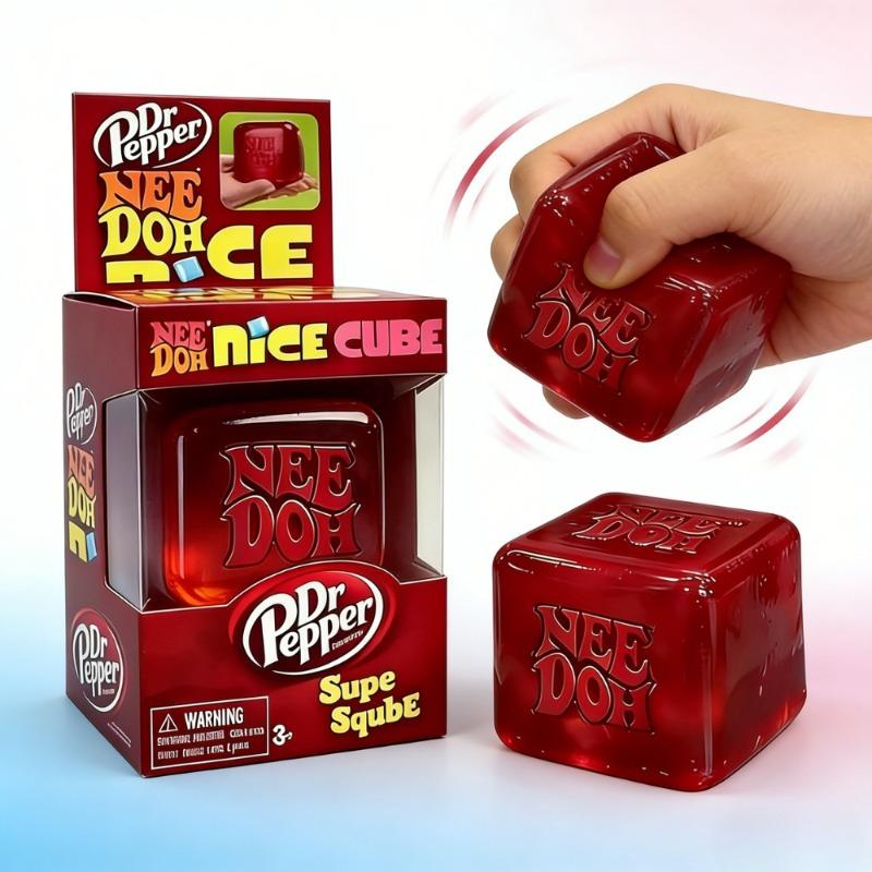 NeeDOH Nice Cube Super Knijp Sensorisch Fidget Speelgoed Doorschijnend Rood Stressverlichting Knijpbare Kubus voor Kinderen Volwassenen Angstverlichting
