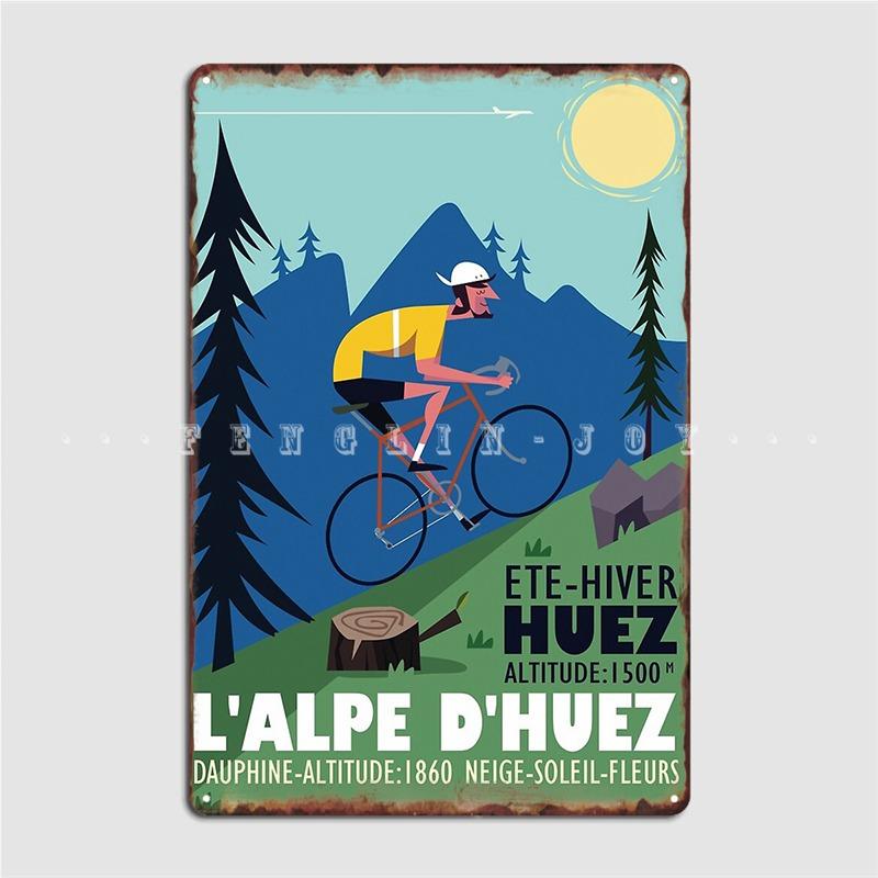L'alpe D'huez Radfahrer Metallschild Pub Wanddruck Wanddeko Blechschild Poster