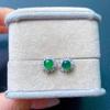 S925 Silver Green Chalcedony Stud Earrings - Classic, Versatile Fashion
