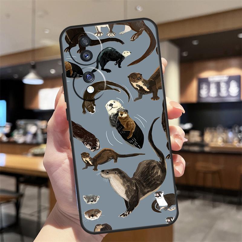 Sea Otter Pattern Case For Honor Magic 5 6 7 8 Pro Honor 200 400 50 70 90 Lite X8b X8c X9b X9c X9d Win RT Cover