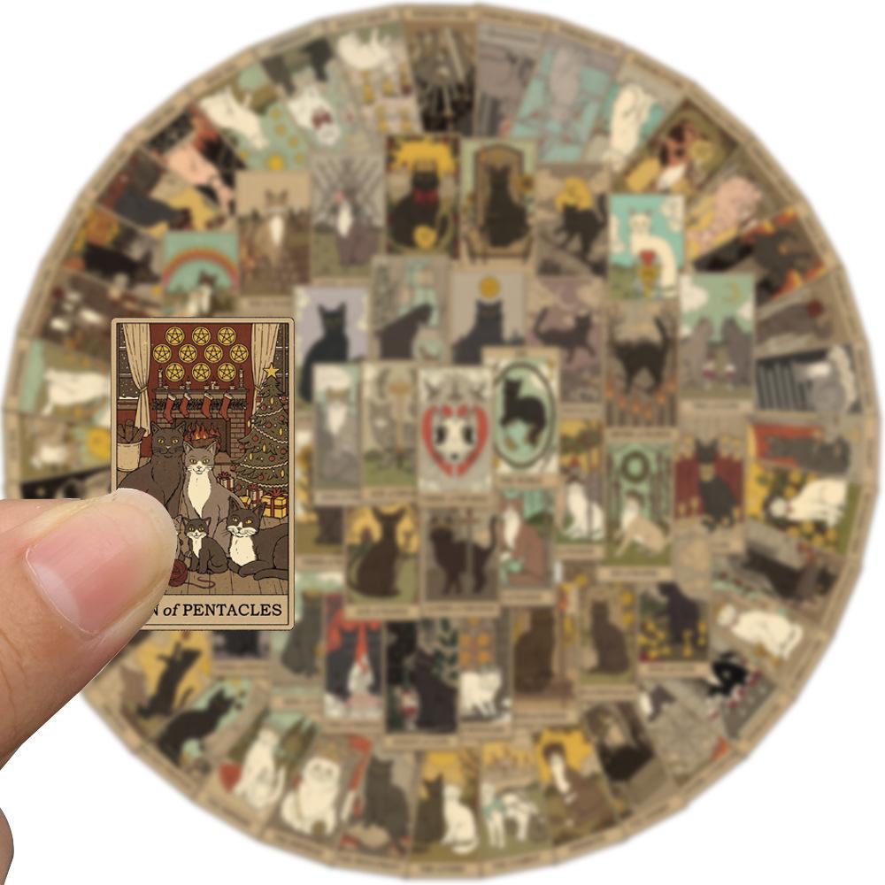 72Pcs Cat Tarot Pai Graffiti Stickers Decorative Luggage Case Pen Guitar Notebook Waterproof Tearable Pvc Stickers