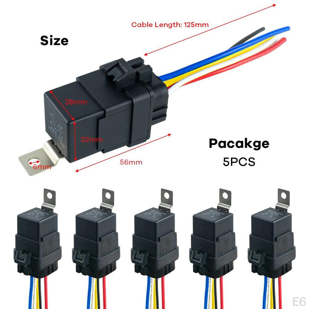 5 Pieces Waterproof Relay with Harness Automotive Accessories Easy Installation Replacement