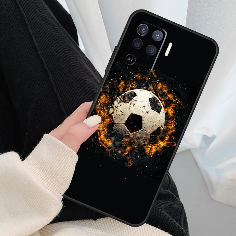 Football Soccer Ball Case For Oppo A17 A57 A77 A40 A78 A54 A74 A94 A76 A16 A96 A18 A60 A80 A38 A58 A98 A15 A5 Pro