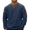 Men's Solid Color Round Neck Long Sleeve Tops Men's Sports Large Size Casual Round Neck Tops