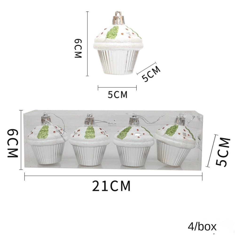4Pcs/Box Cake Painting Christmas Tree Ornament DIY Crafts Painted New Year Christmas Gifts Boxes Pendant Hanging Ornament