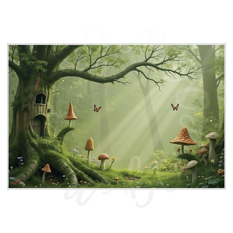 Spring Green Forest Photography Backdrop Fairy Princess Pet Landscaping Photo Backdrop