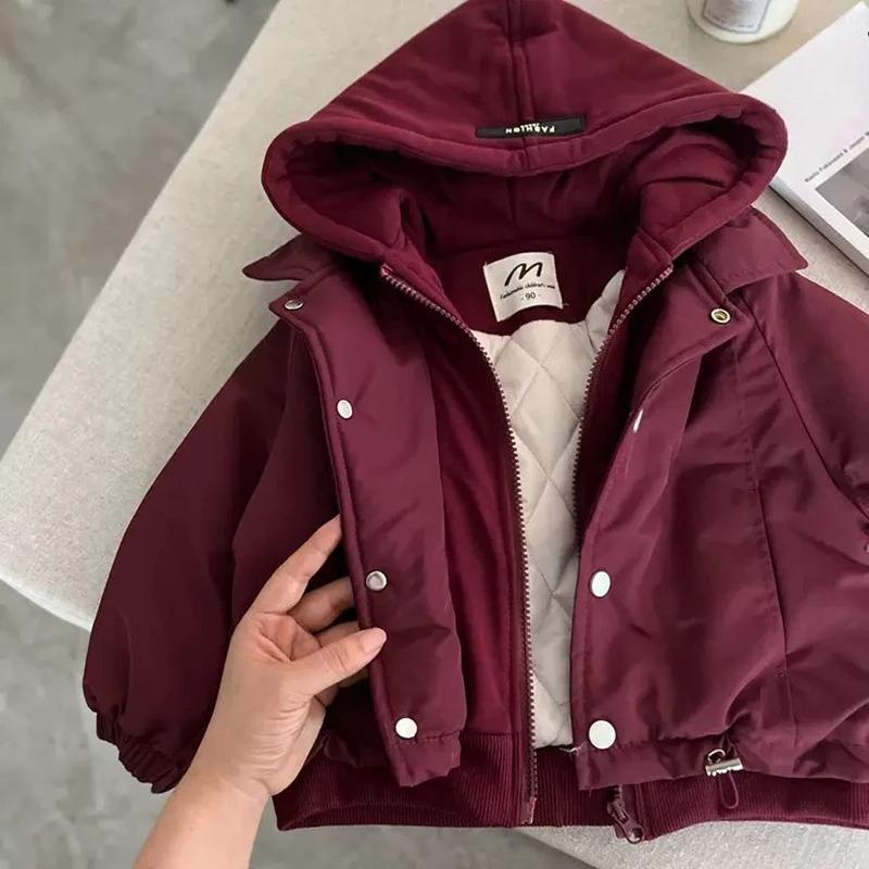 Giacca Trapuntata Bambini Autunno Inverno Bambino Colore Unico Parka con Cappuccio Cappotto Abbigliamento Adolescenti Caldo Spesso Giacca a Vento Capo d'Abbigliamento Esterno