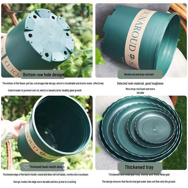 Durable Plastic Resin Plant Pot for Small Succulents & Large Bonsai, Breathable & Thickened for Balcony or Desktop Use.