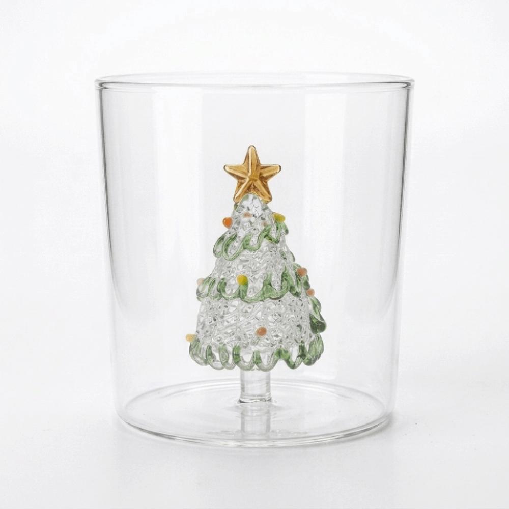 Heat-resistant 3D Christmas Tree Built-in Glass Cup Transparent Christmas Gift  Gift Giving