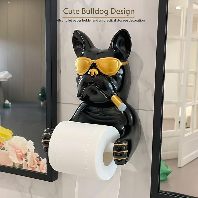 1PC Bulldog Shape Wall-mounted Tissue Holder - Resin Material, No Metal Tube Required, Suitable for Bathroom Decoration and Storage