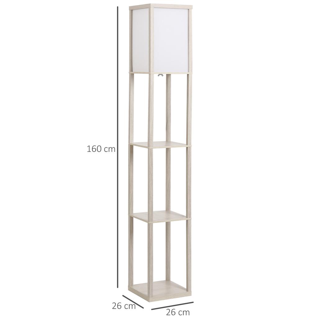 3-Tier Floor Lamp, Floor Light with Storage Shelf, Reading Standing Lamp with Acrylic Shade for Living Room, Bedroom, Kitchen, Dining Room, Office