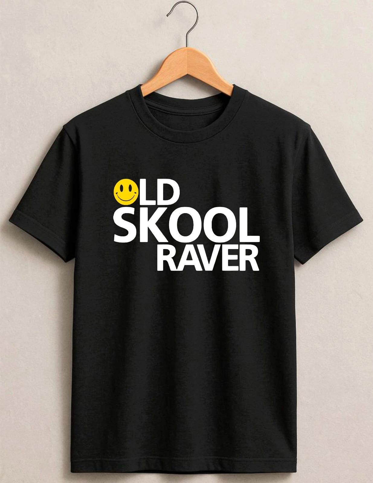 Old School Raver T-Shirt, retro 90s Dance Festival Clubbing DJ Smiley Gift Tee M