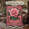 Roses Butterflies Garden Theme Throw Blanket Custom Name Text Personalized Blanket Soft Cozy Blanket for Home Sofa Bed