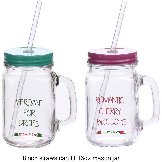 DAKOUFISH 6 Inch 7 Inch 8 Inch 9 Inch 10 Inch 11 Inch Clear Reble Plastic Drinking Straws for 6oz-40oz Jars/Tumbler,12Pcs With One Cleaning Brush