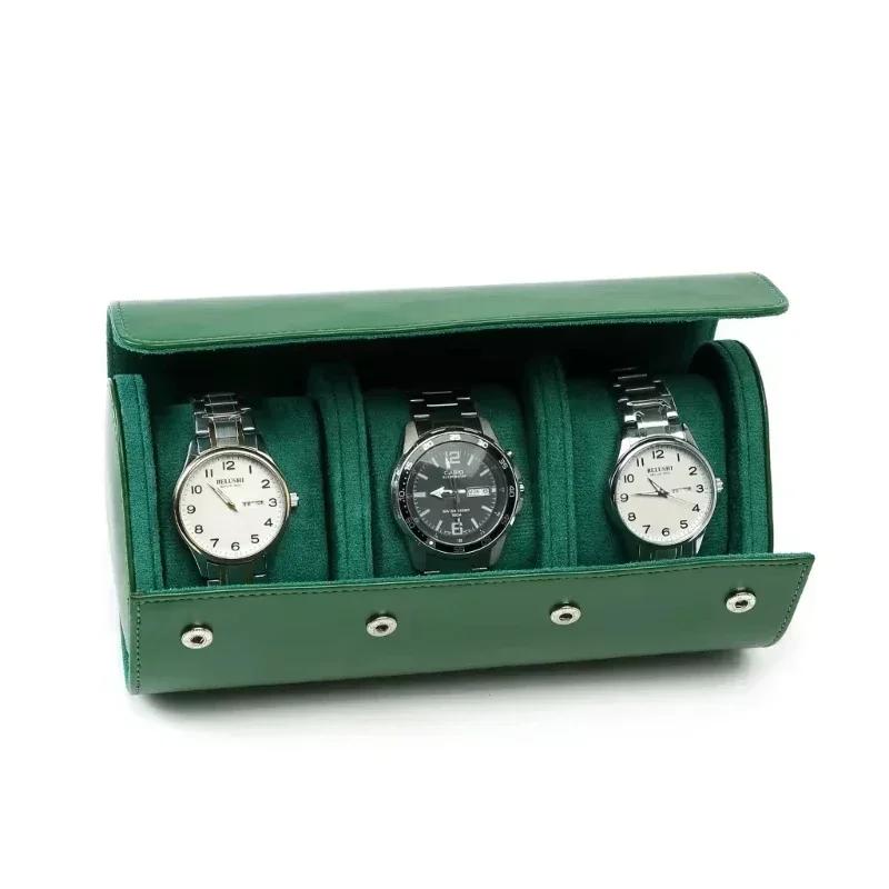 Black Gery Blue Green Leather Watch Storage Box 3 Watche Roll Travel Bag 2 slots Black Brown Portable Vintage Watch Display Case