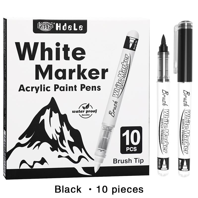 10Pcs/set Straight liquid White Marker Paint Pens Brush Acrylic White Permanent Marker for Drawing Rock Painting Stone Ceramic