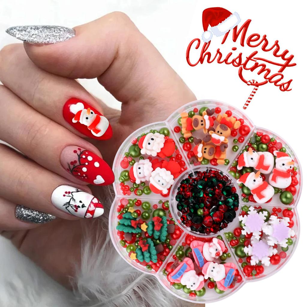 Nail Art Christmas Bells Snowflake Elk Snowman Nail Art Ornaments Halloween Kid Funny Ghost Pumpkin Nail Accessories