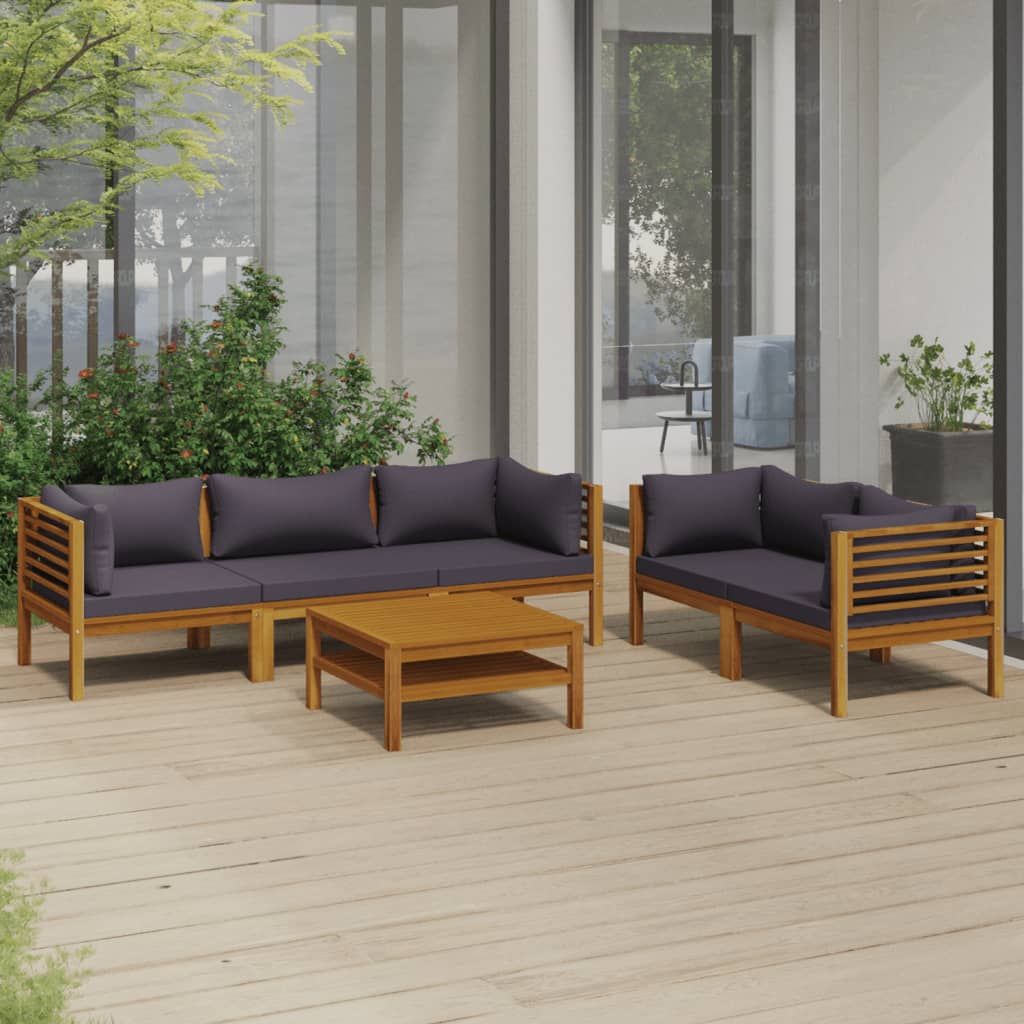 VidaXL Garden Lounge Set 6 Pcs, with Cushion Solid Acacia Wood
