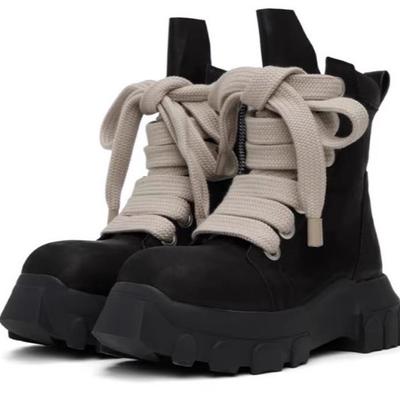 Botas de Tornozelo de Couro PU Masculino Feminino Largas Jumbo Cadarço Amantes Curtas Escuras Estilo de Rua Cadarço Masculino Botas Modernas