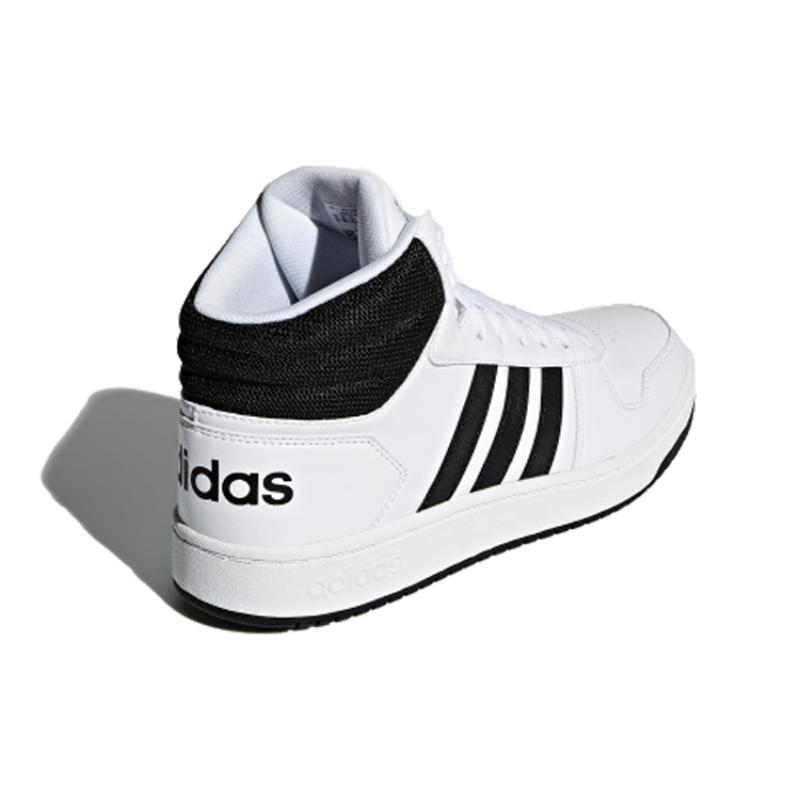Adidas Hoops 2.0 Mid White Black Sneakers BB7208