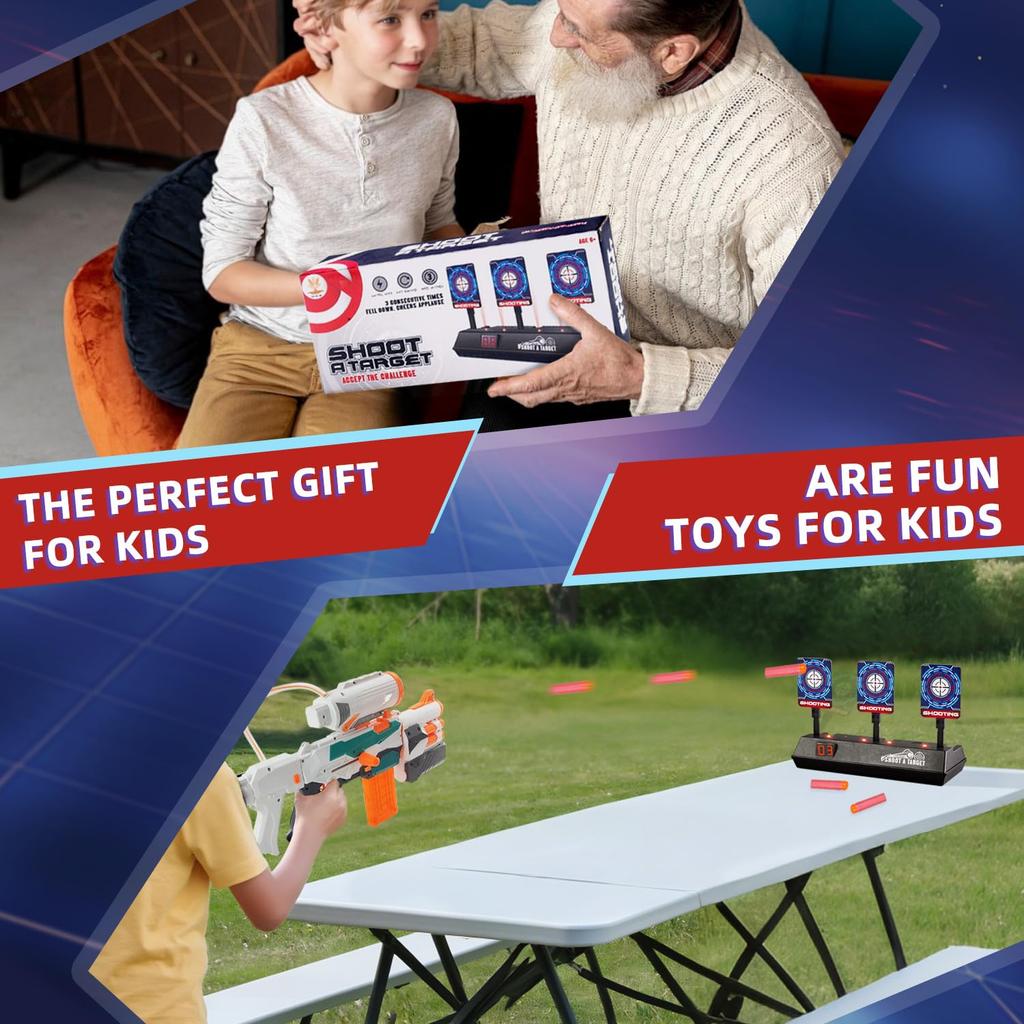 BOROLA Electronic Auto Shooting Nerf Spumă Electronic Scor Interior și Exterior Cadou Grozav pentru Copii Țintă, Rebound, Joc, Compatibil, Săgeți, Afișaj,