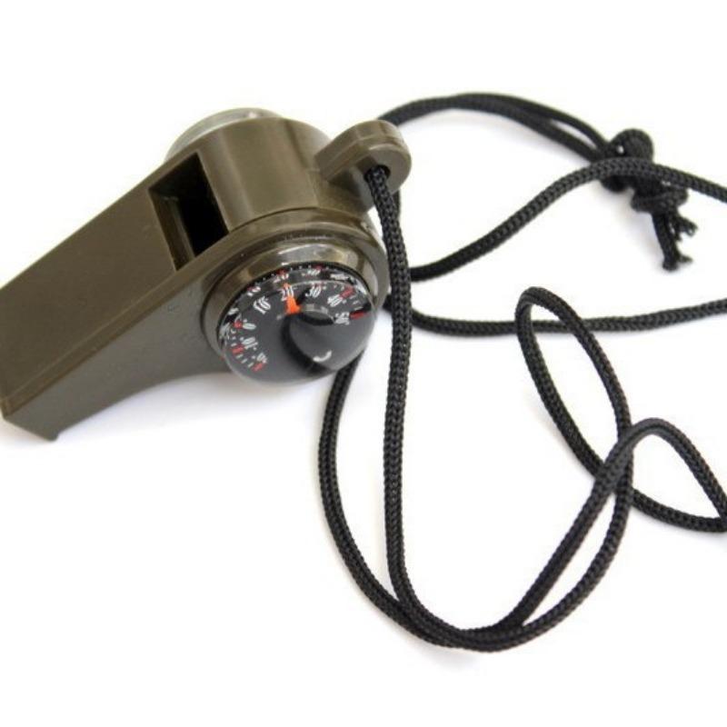 3pcs Outdoor Multifunctional Three-in-one Whistle Life-saving Whistle with Compass Thermometer Competition Referee Whistle