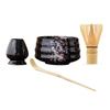 This 4-piece tea ceremony set includes a tea whisk, a 100-piece tea whisk holder, a straightening tool, a tea scoop, and a matcha bowl. It's compact a