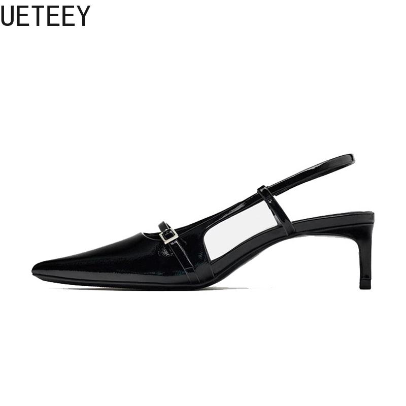 Fashion 2025 Summer Pointed Toe Women Sandals Fashion Shallow Singbacks Shoes Design Style Low Heels Banquet Party Sandals Shoes