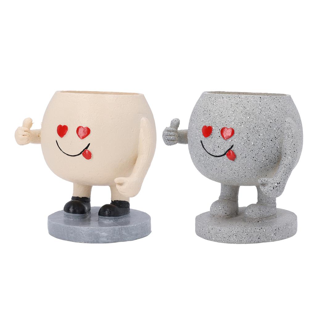 Urocza doniczka okrągła kreskówkowa żywiczna twarz doniczka doniczka z otworem drenażowym na sukulenty Ind