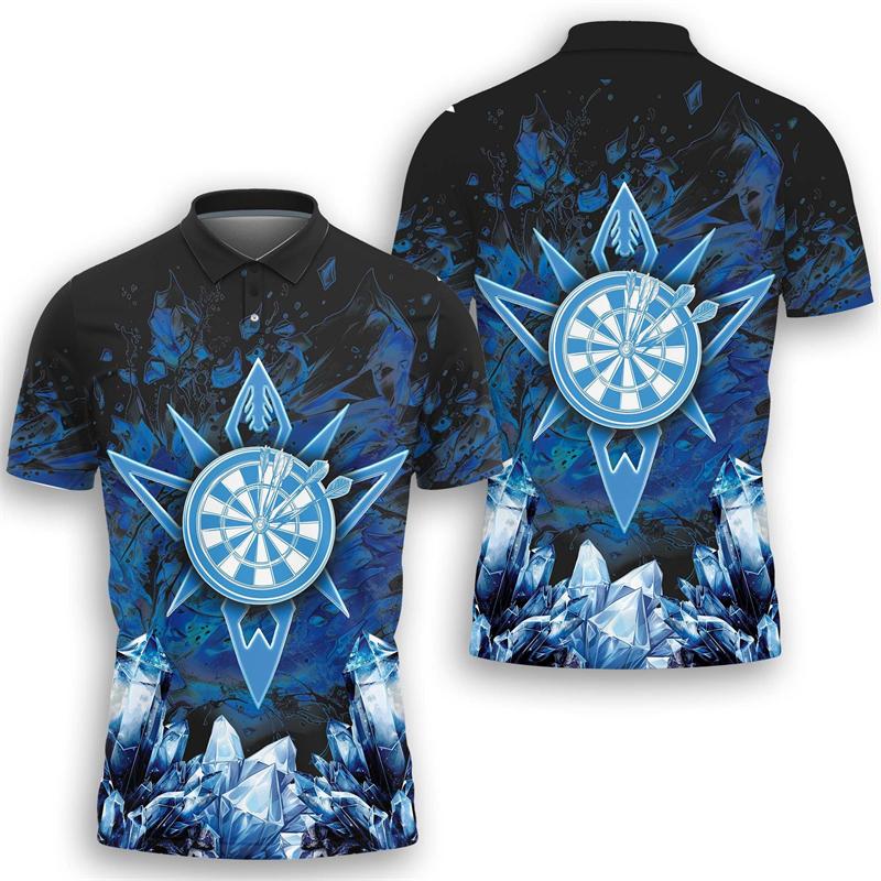 Maglietta Polo a Maniche Corte Team Freccette Turntable Per Uomo Abbigliamento Casual Festa Festiva Polo con Collo a Revers Club Freccette Top Maschili Sport