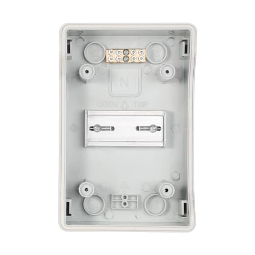 Mollom 4-Way Distribution Box with Busbar and Din Rail for Miniature Circuit Breakers (MCBs), IP66 Waterproof, Padlockable, Indoor/Outdoor Use