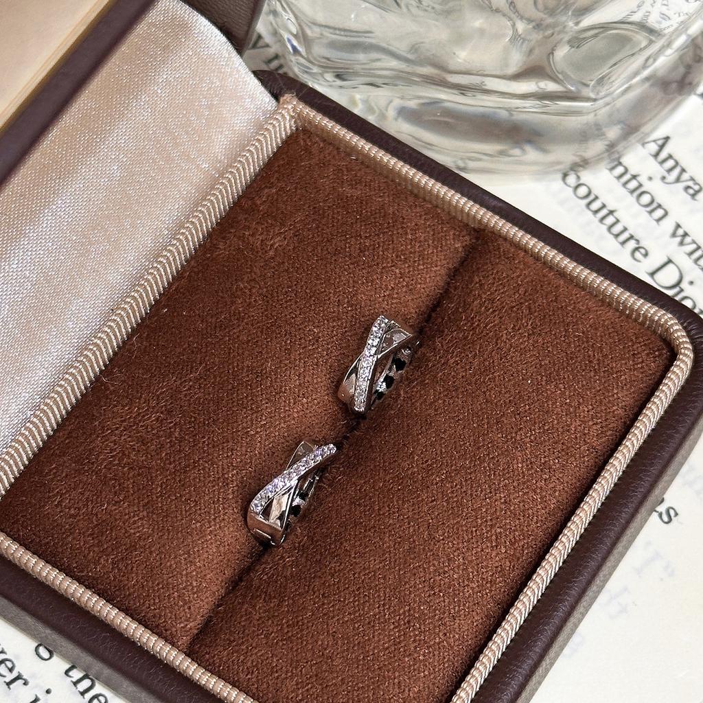 Popular Niche Cross Ear Buckle Simple Micro Zircon Earrings Earrings