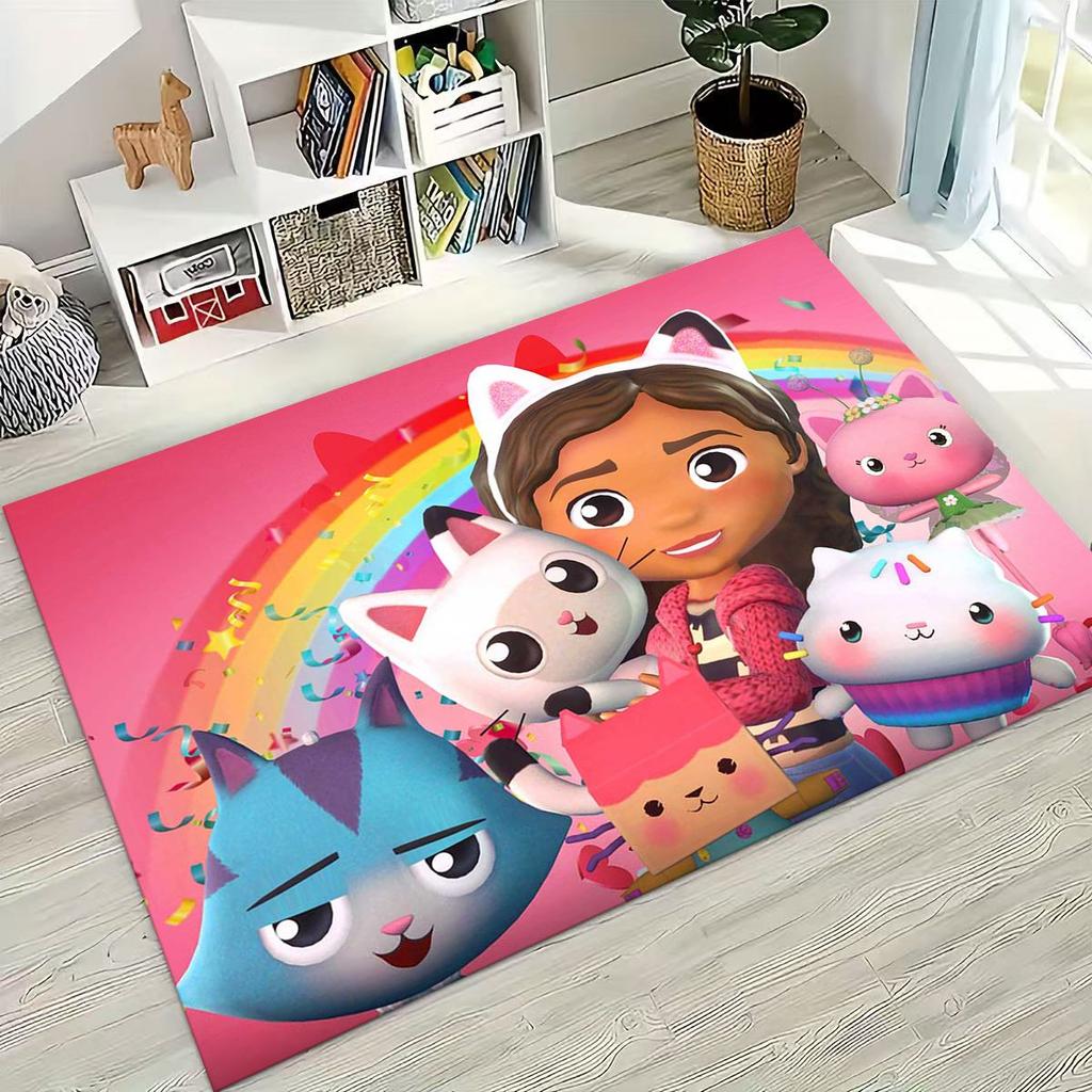 3D kreslený roztomilý Gabiin domeček pro panenky Dívčí dárek Koberec do ložnice obývacího pokoje pohovky Dům Rohožka Dekorace, Velká dětská protiskluzová podlahová rohož