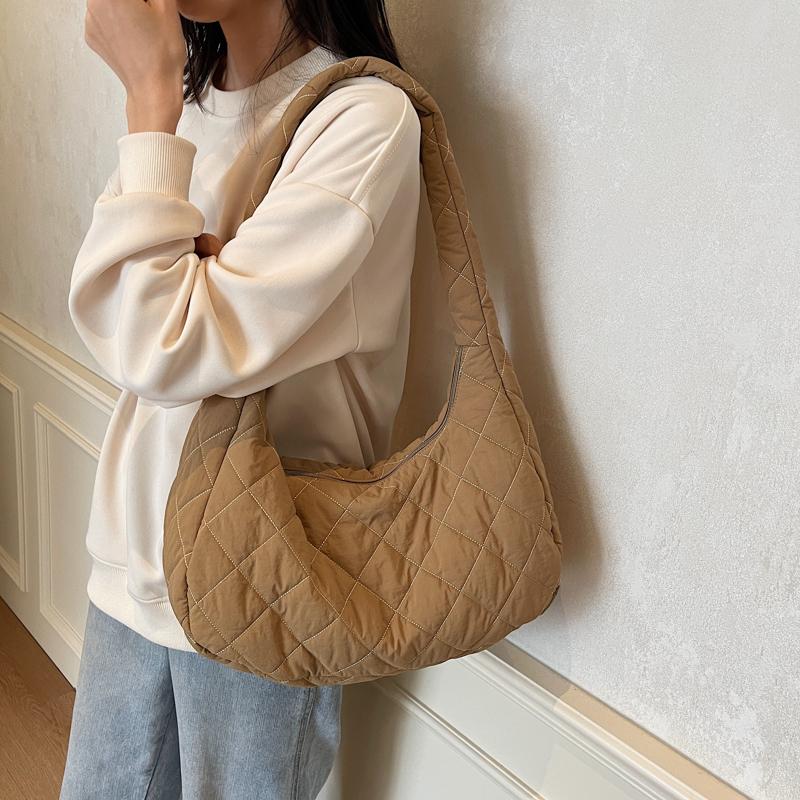 Diamond Embroidery Tote Bag Shoulder Bag Women Solid Color Large Capacity Crossbody Bag