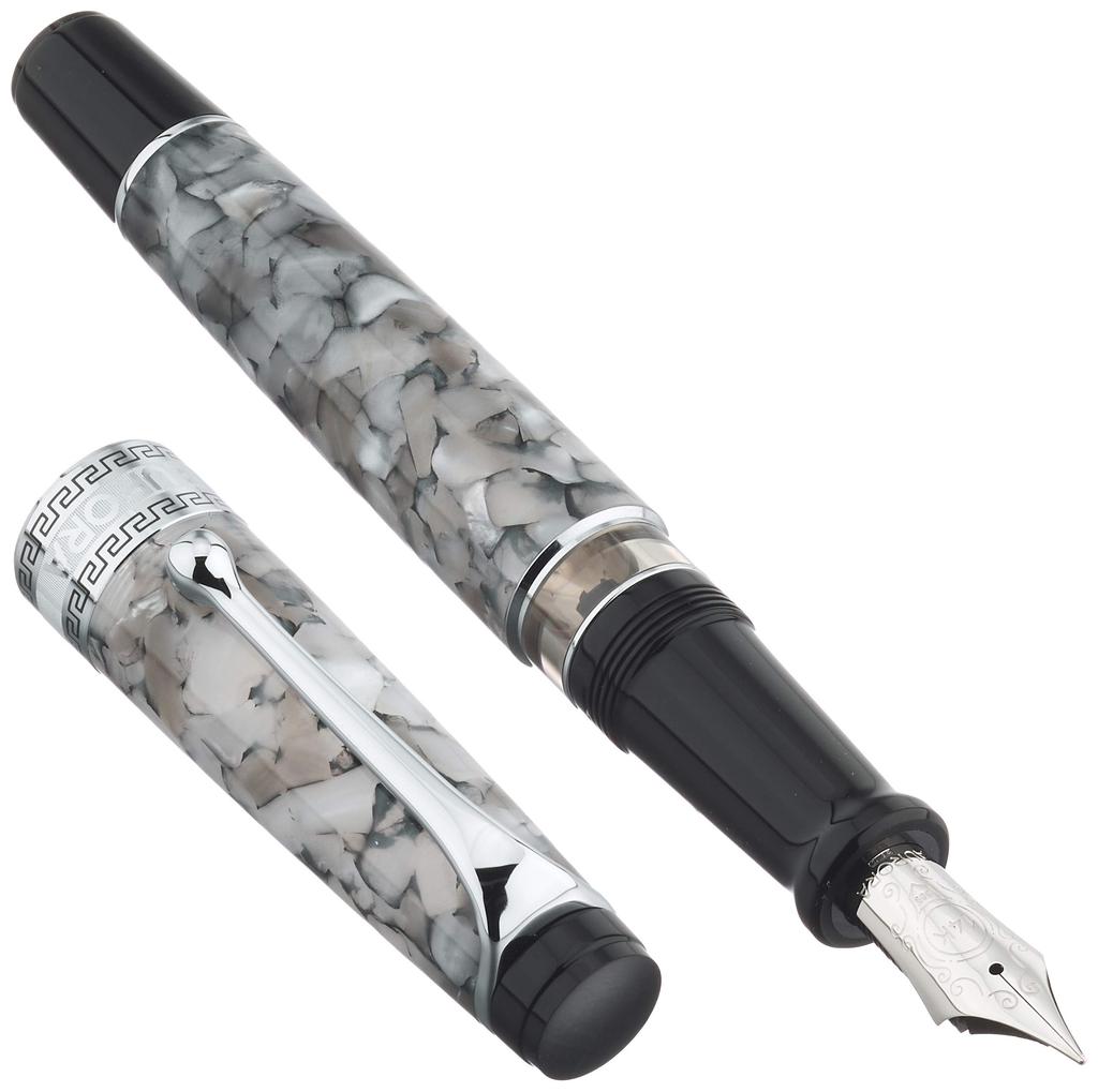 Aurora Fountain F Fine Optima Black Piping Officially Imported Pen, Nib, 996-CGF, Pearl, Type,