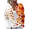 Women's fashionable maple leaf printed long-sleeved knitted cardigan with buttons