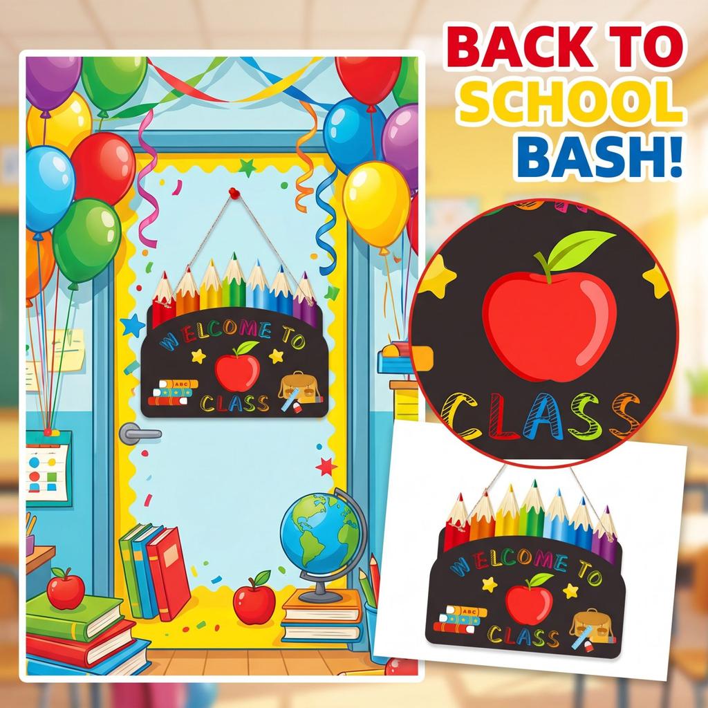 Back To School Theme Party Decoration Supplies Door Hanging Sign