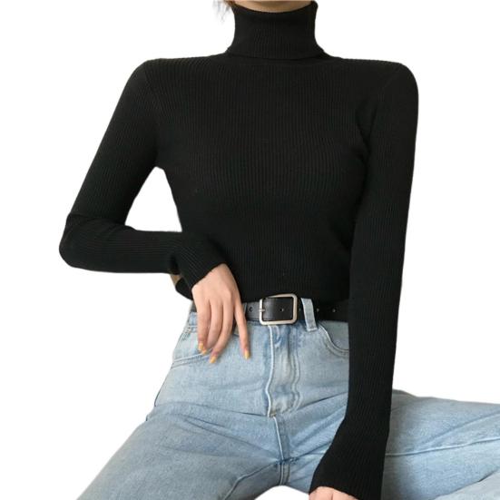 Damen Strickpullover Eng Anliegender Rollkragenpullover Pullover