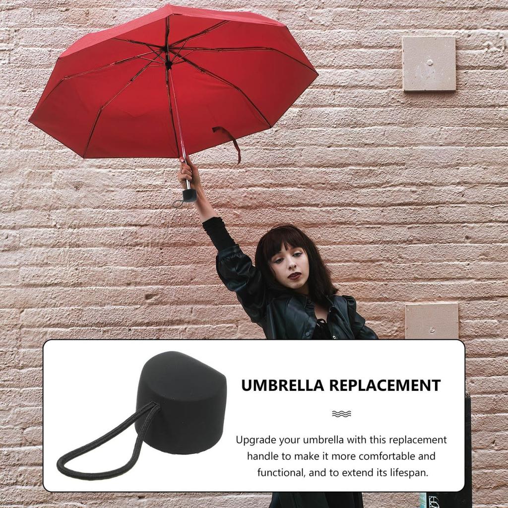NOLITOY Folding Umbrella Handle Replacement Handle Grip Repair Black Sun Easy Installation Part, Plastic, Screw-Type, Universal, Unisex, Anti-Slip,
