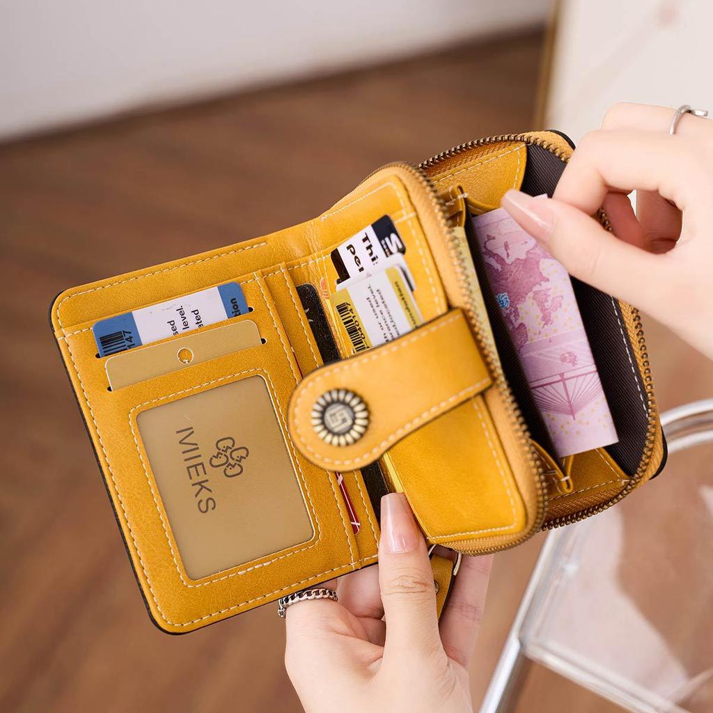 2025 Fashion Women's Cutout Short Wallet with Large Capacity Zipper Coin Purse and Retro Card Holder