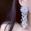 Zinc Zinc Alloy Crystal Beads Ear Drop Rhinestone Long Ear Drop Brilliant White Flower Earrings  Women