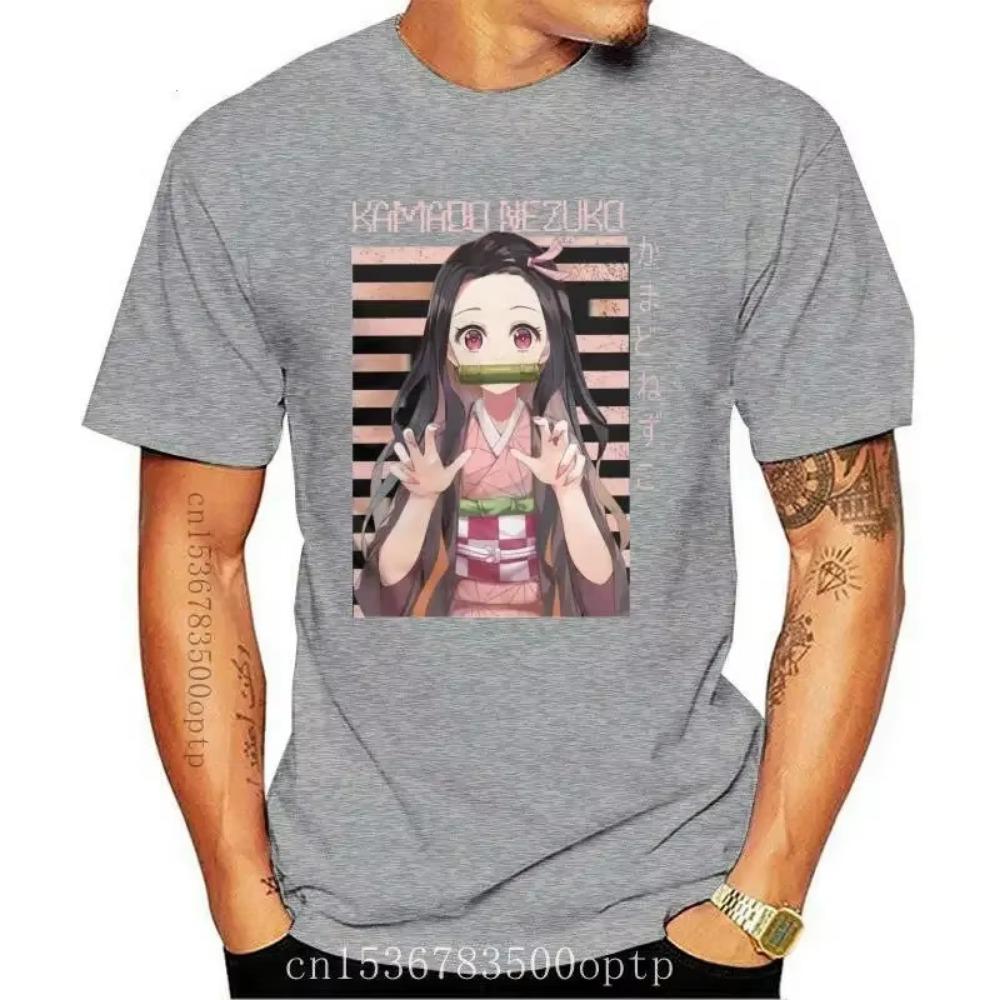 New Kamado Nezuko T Shirts Men Cotton Tshirts Demon Slayer Kimetsu No Yaiba Tanjirou Anime Manga Tee Shirt Fitness Shirt